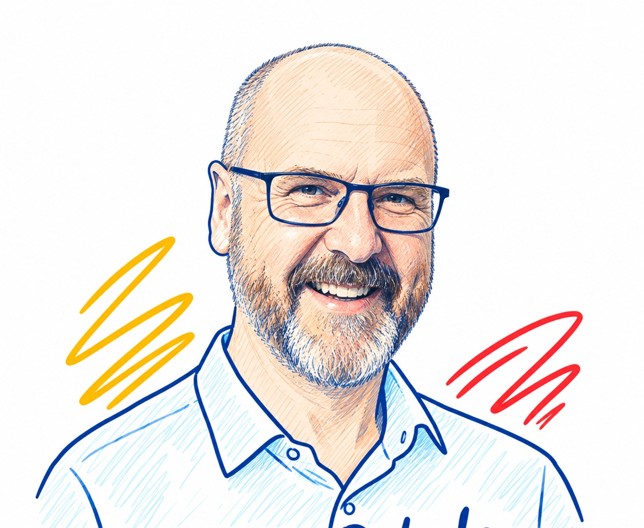 Illustrated portrait of Peter Oxlade