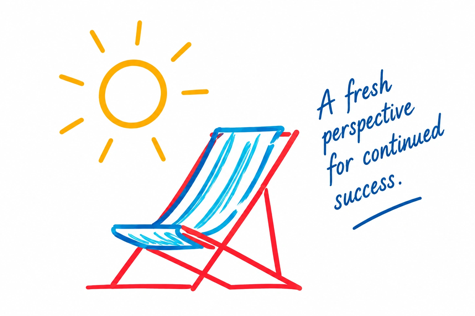 Illustration of a deckchair in the sun, representing a fresh perspective for continued success.